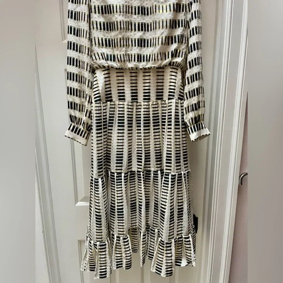 $1023 New Saloni ISABEL B TIERED FIL COUPÉ SILK-BLEND GEORGETTE MAXI DRESS - Picture 6 of 11